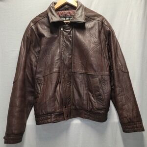 U2 Wear Me Out Vintage Leather Bomber Brown Men's Size 38 Med Top Gun  Grunge